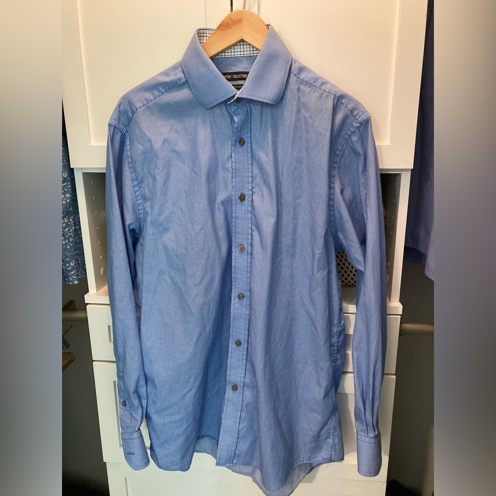 Blue & White Slim Fit Dress Shirt